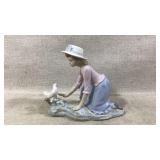Porcelain Figurine of Girl in Hat with Dove Figuri