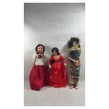 vintage doll with dark braided hair and
