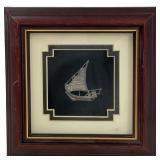 Framed Sterling Silver Sail Boat Pin