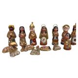 Vintage 14pc Mexican Folk Art Clay Nativity