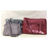 Three Bags Including Red Leather Travel Bag