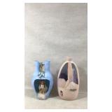 Two Decorative Southwestern Vases with Unique Desi