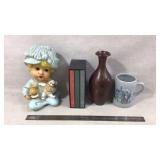 Decorative Items Including Figurine and Vase
