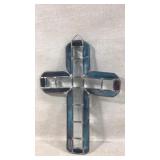 Glass and Metal Stained Glass Cross Decoration