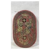 Carved Oval Wooden Panel with Ornate Design