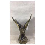 Brass Eagle Figurine on Rock-like Base, 12 Inch Ta