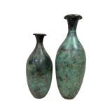 2 Metal Home Decor Vases