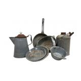 Galvanized Gas Can, Vintage Gray Graniteware