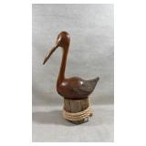 vintage hand-carved wooden shorebird sculpture