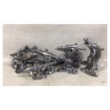 Michael Ricker Signed Pewter Dolphins Coral Reef