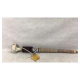 Handcrafted Tribal Pipe with Beadwork and Fur Wrap