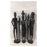 Three Hand-Carved Wooden Figurines
