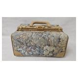 Tapestry Fabric Handbag with Brass Hardware Detail