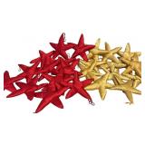 24 Red and Gold Hanging Silk Stars