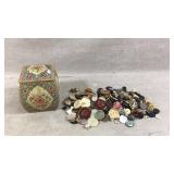 Decorative Box With Assorted Vintage Buttons