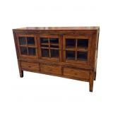 Wooden Sideboard with Glass Doors and Drawers