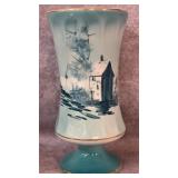 Vintage Ceramic Blue Hand-painted Vase Made in