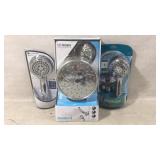Three Handheld Showerheads by Moen, Glacier Bay,
