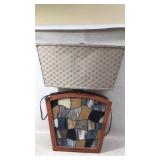 Oldeze Lamp w/ Stained Glass Panel & Fabric Shade