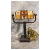 Vintage Tiffany-Style Slag Glass Piano Lamp
