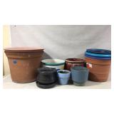 Nine Plant Pots, Mixed Material