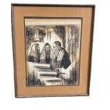 Framed Artwork Depicting Religious Scene