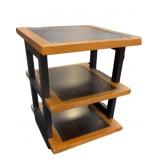 Three-Tier Wooden and Metal Side Table w/ Shelves