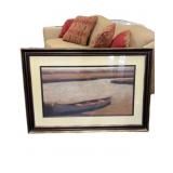 Framed Print of Canoe on a Marsh by Unknown Artist