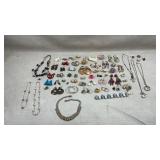 varied collection of vintage costume jewelry,