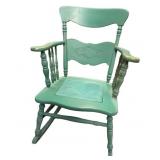 Green Wooden Rocking Chair With Cushion Upholstery