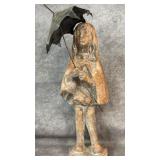 Vintage Young Girl Holding an Umbrella Decorative