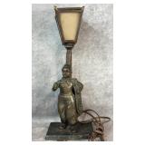 Vintage German Brass Young Boy going Fishing