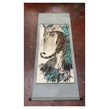 Chinese hanging scroll painting depicting a tiger