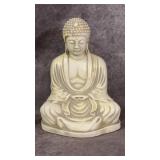 Signed White Stone Buddha Sitting Decorative
