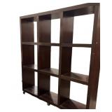 Wooden 9-Cube Shelf Unit with Rolling Casters