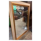 Wooden Framed Beveled Mirror