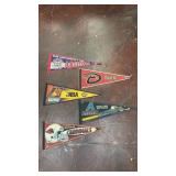 collection of vintage-style felt sports pennants