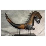 Antique Sumatran Naga Morsarang Wooden Seahorse