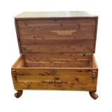 Wooden Chest With Metal Hinges and Decorative Legs