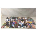 30 comics, X-Men, Cyberforce, and Blue Beetle.