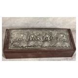 Handmade Small Silverplate Teak Wood Sandbox