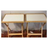(2) Vintage Teakwood Folding Tray Tables made in