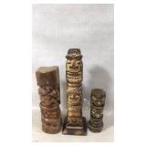 Three Hawaiian-Style Carved Wood Figurines
