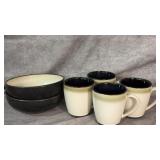 Sango Nova Black Pattern Coffee Mugs and Cereal