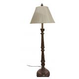 Wood and Resin Floor Lamp with Fabric Shade