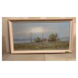 Oil on canvas depicting a rural landscape