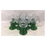 Green Base Glass Goblets with Ribbed Design