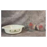 Vintage Glasbake Green Daisy Milk Glass