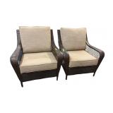 Wicker Armchairs with Neutral Cushions