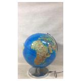 Illuminated Rotating Globe With Chrome Stand